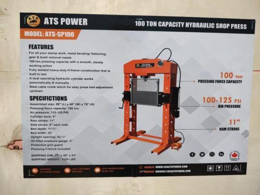 ATS Power ATS-SP100 100 Ton Hydraulic Shop Press