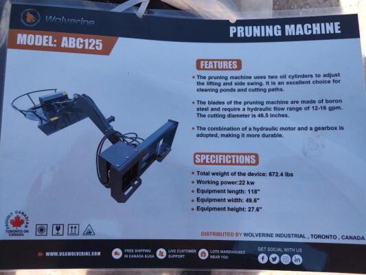 Wolverine ABC125 Swing Arm Skid Steer Brush Cutter