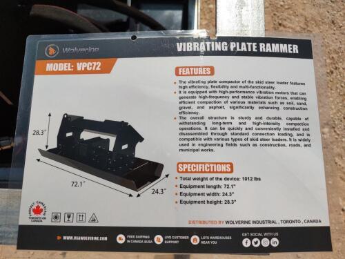 Wolverine VPC72 72" Skid Steer Vibrating Plate Rammer