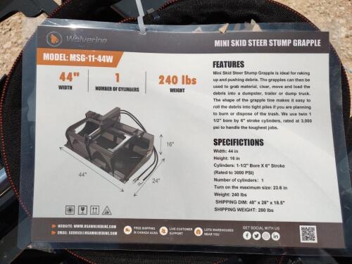 Wolverine MSG-11-44W 44" Mini Skid Steer Stump Grapple Bucket