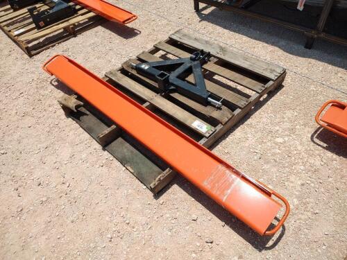 (1) Wolverine TQH-26-01C 3 Point Hitch Trailer Mover w/Hitch Receiver (1 Set) 76" Fork Extensions
