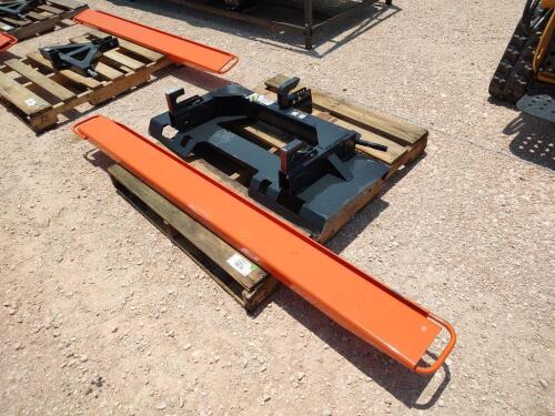 (1) Wolverine PT-16-01C Skid Steer 3 Point Quick Hitch (1 Set) 76" Fork Extensions