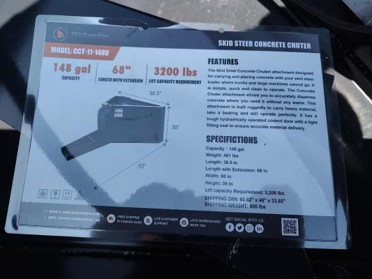 Wolverine CCT-11-148V Skid Steer Concrete Chuter