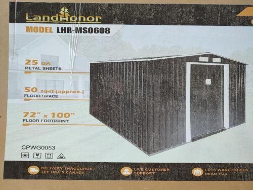 Landhonor LHR-MS0608 6ft x 8ft Galvanized Apex Roof Metal Shed