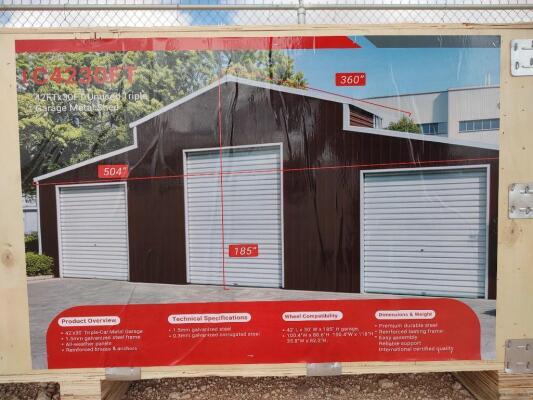 SD Lanch C4230FT 42Ft x 30Ft 3 Garage Metal Shed
