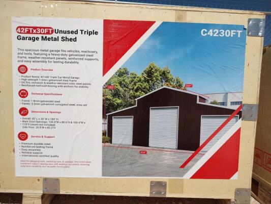 SD Lanch C4230FT 42ft X 30ft 3 Garage Metal Shed