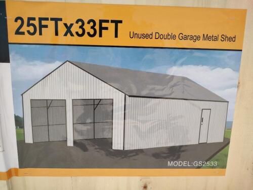 SD Lanch 25ft x 33ft Double Garage Metal Shed