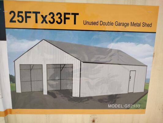 SD Lanch 25ft x 33ft Double Garage Metal Shed