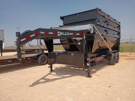 2026 Delco 16Ft Gooseneck Roll Off Trailer w/(3) Roll Off Bins