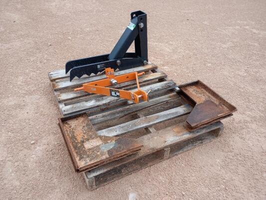 (2) Formed Skid Steer Cut Out Frames/Wolverine Quick Coupler 3-Point Hitch Attachment/Wolverine Manual Thumb Attachment