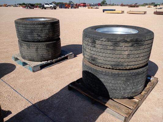 (4) Alcoa Super-Single Aluminum Wheels w/Yokohama Tires 445/50 R 22.5