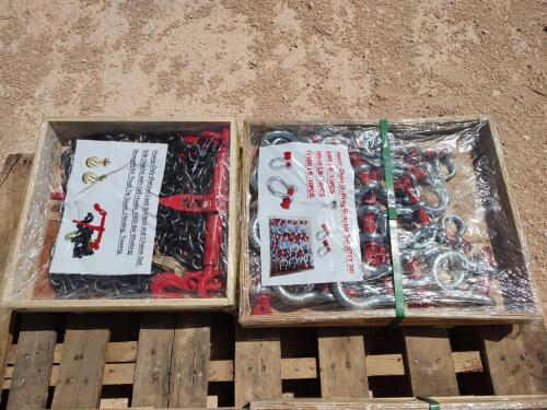 Ratchet Binders w/20ft Chains Set & (30) D Ring Shackles