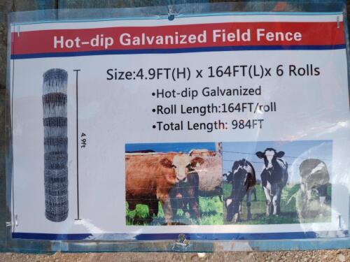 (6 Rolls) Galvanized Field Fencing 4.9ft x 164ft Each