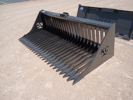 KC 72" Skid Steer Fine Skeleton Bucket, High Sides
