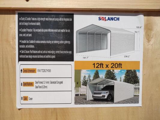 SD Lanch SDLC1220 12ft x 20ft Carport