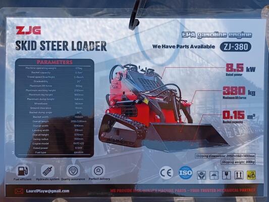 2026 ZJG ZJ-380 Stand On Mini Skid Steer Loader