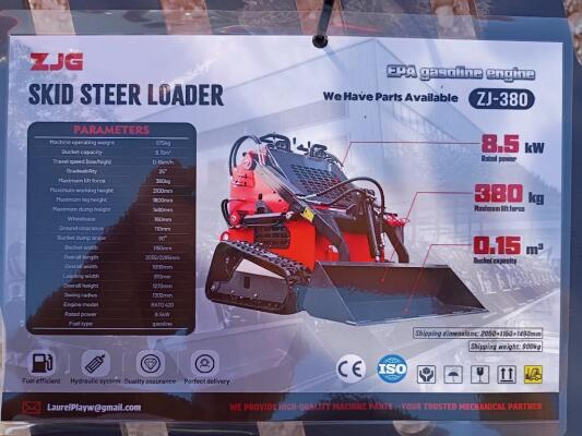 2026 ZJG ZJ-380 Stand On Mini Skid Steer Loader