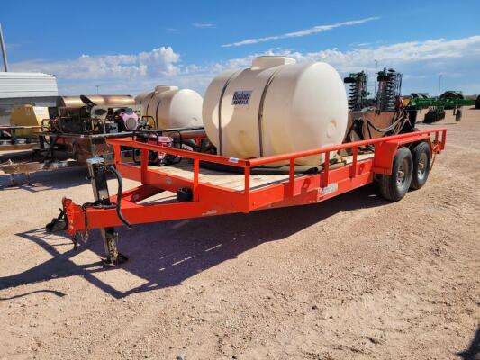 20Ft x 7Ft Shop Built Utility Trailer w/ (1) 500 Gallon Water Tank (1) Fuel Transfer Tank with Transfer Pump