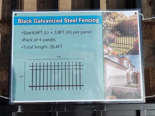 (4) Black Galvanized Steel Fencing