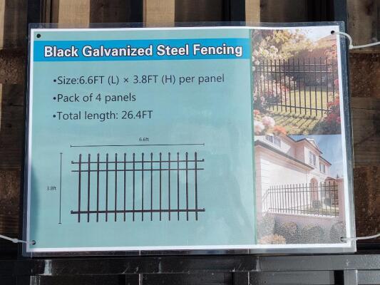 (4) Black Galvanized Steel Fencing