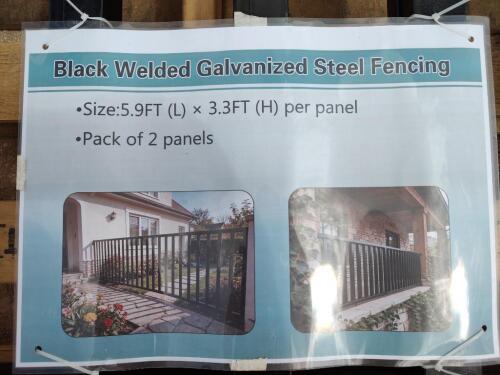 (2) Welded Black Galvanized Steel Fence