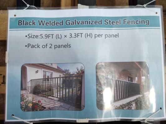 (2) Welded Black Galvanized Steel Fence