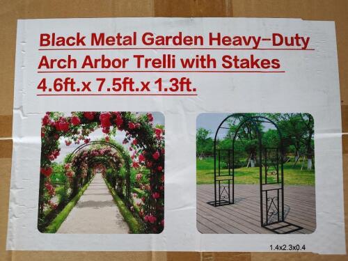 (2) Black Metal Garden Heavy Duty Arch Arbor Trellis