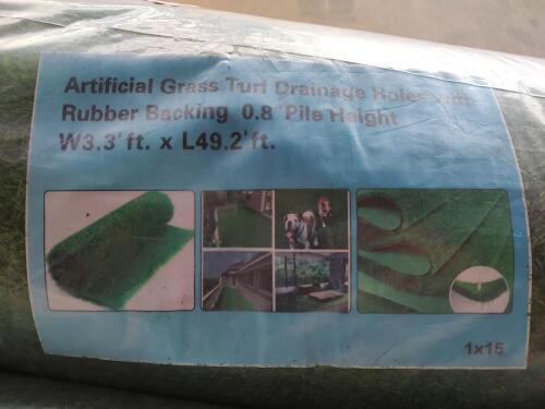 (5 Rolls) Artificial Grass Turf w/ Drainage Wholes & Rubber Backing