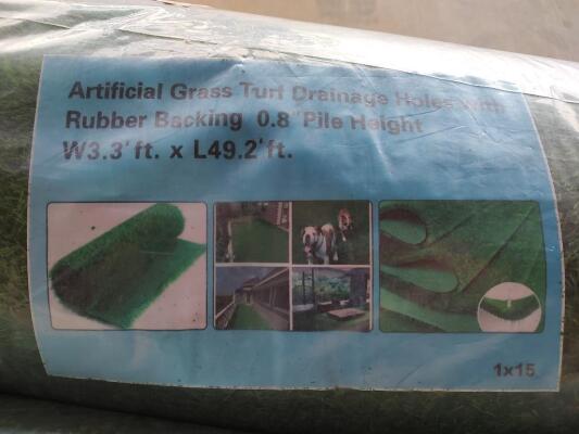 (5 Rolls) Artificial Grass Turf w/ Drainage Wholes & Rubber Backing
