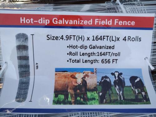 (4 Rolls) Galvanized Field Fence