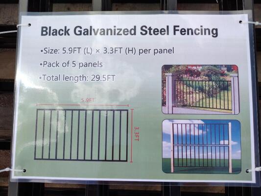 (10) Black Galvanized Steel Fencing