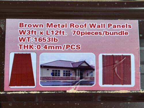 (70) Brown Metal Roof/Wall Panels