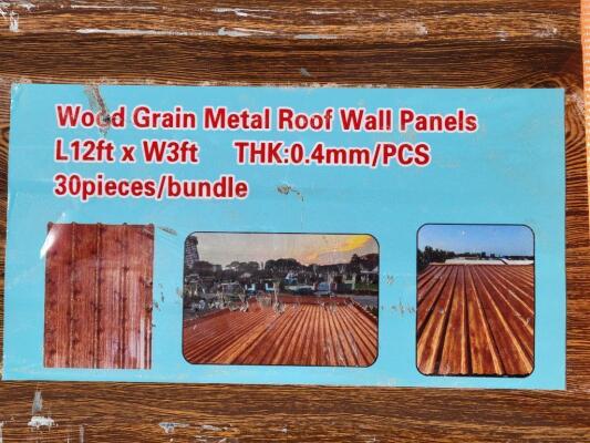 (30) Wood Grain Metal Roof/Wall Panels