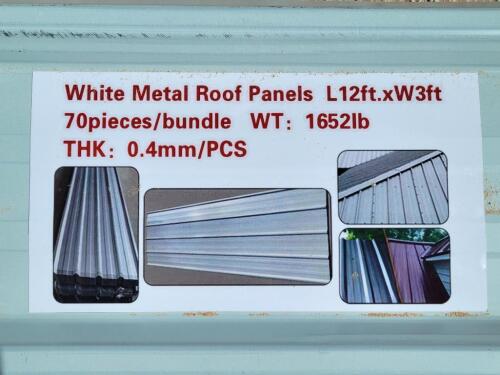 (70) White Metal Roof/Wall Panels