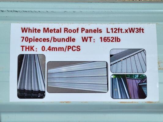 (70) White Metal Roof/Wall Panels