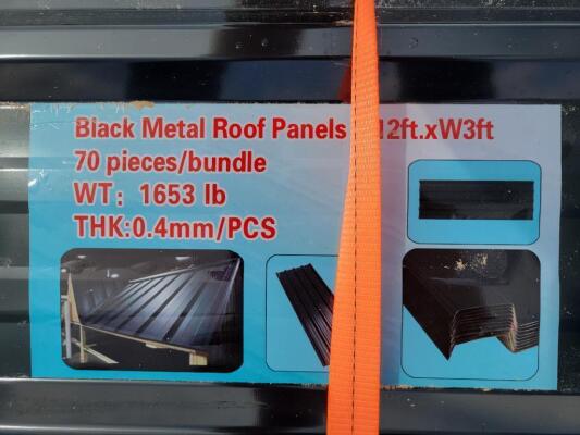(70) Black Metal Roof/Wall Panels