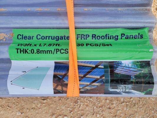 (30) Clear Corrugated FRP Roof Panels