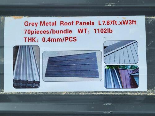 (70) Gray Metal Roof Panels