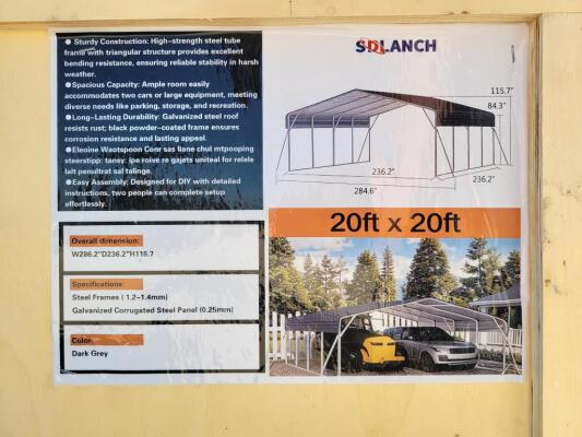 SD Lanch SDLC2020 High-End 20ft x 20ft Carport