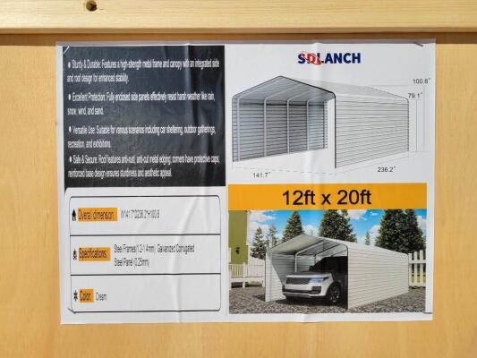 SD Lanch SDLC1220 High-End 12ft x 20ft Metal Carport