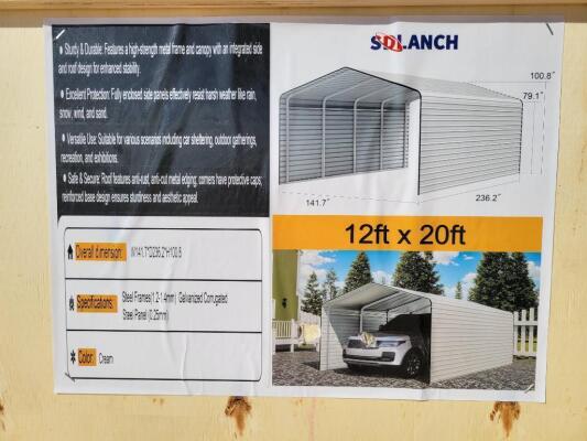 SD Lanch SDLC1220 High-End 12ft x 20ft Metal Carport