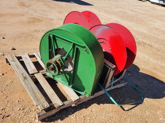 (2) Hose Reels (1) John Deere Blower Fan