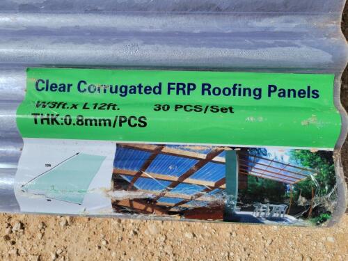 (30) Clear Corrugated FRP Roof Panels