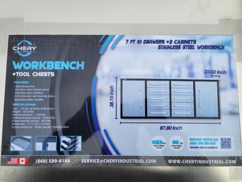 Chery 7ft Stainless Steel Work Bench Cabinet