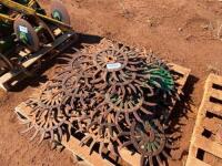 Pallet with Rotary Hoe Wheels 