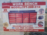 Unused Steelman 7ft Work Bench with 20 Drawers