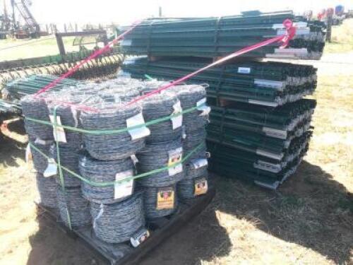 APPROX 1 1/2 MILES OF FENCING, 6FT HD T-POSTS, BARBED WIRE, CLIPS