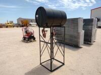 Gravity flow oil drum on stand