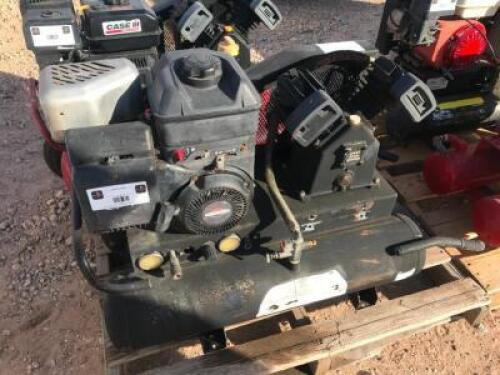 TWIN TANK WHEEL BARROW AIR COMPRESSOR, BRIGGS & STRATTON GAS MOTOR