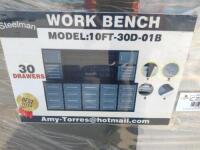 Unused Steelman 10ft Work Bench with 30 Drawers